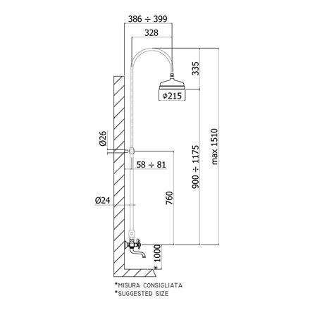 ZCOL000-022L BELINDA COLONNA VASCA/DOCCIA CON DEV CON FBLV022 CROMATO PAFFONI-Archigo.it