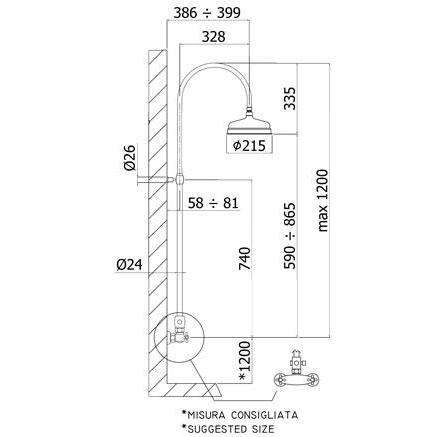 ZCOL000 BELINDA COLONNA DOCCIA CON DEVIATORE E FBLV168R CROMATO PAFFONI-Archigo.it