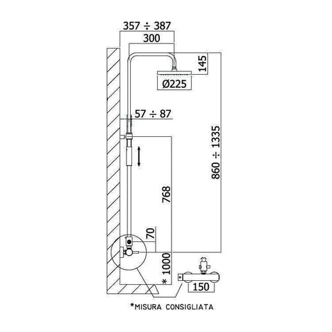 ZCOL601 MASTER PLUS COLONNA DOCCIA CON MISCELATORE SK168R CROMATO PAFFONI-Archigo.it