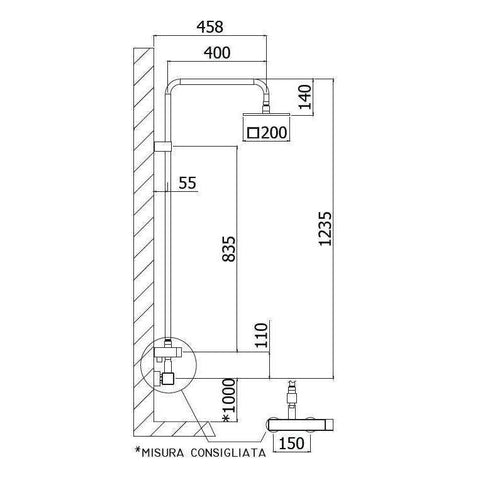 ZCOL607 LEVEL PLUS COLONNA DOCCIA CON MISCELATORE LEC168R CROMATO PAFFONI-Archigo.it