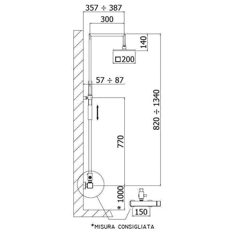ZCOL620 SYNCRO PLUS COLONNA DOCCIA CON MISCELATORE LEC168R CROMATO PAFFONI-Archigo.it