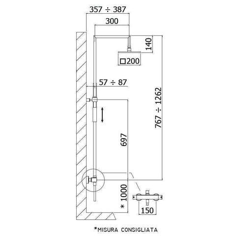 ZCOL655 SYNCRO TOP COLONNA DOCCIA CON TERMOSTATICO LEQ269 CROMATO PAFFONI-Archigo.it