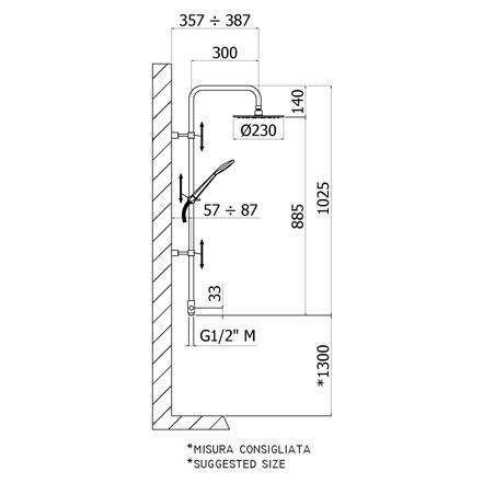 ZCOL680 BIRILLO YOUNG COLONNA DOCCIA CON DEVIATORE CROMATO PAFFONI-Archigo.it