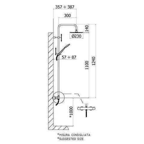 ZCOL685LIQ BIRILLO FIX COLONNA DOCCIA CON TERMOSTATICO CROMATO PAFFONI-Archigo.it