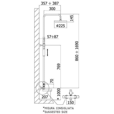 ZCOL721LIQ BIRILLO COLONNA DOCCIA CON TERMOSTATICO E DEVIATORE CROMATO PAFFONI-Archigo.it