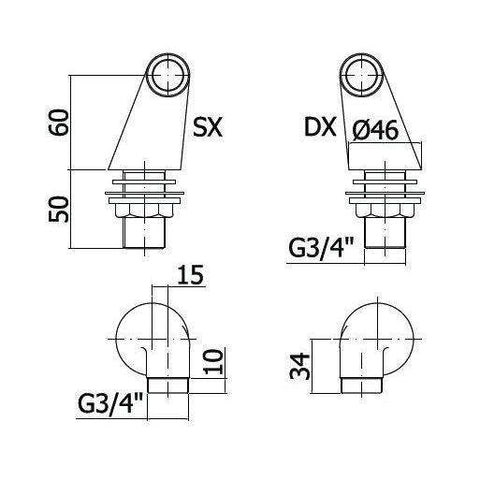 ZECC011/2 COPPIA ECCENTRICI BORDO VASCA GOLDEN FLASH PAFFONI-Archigo.it