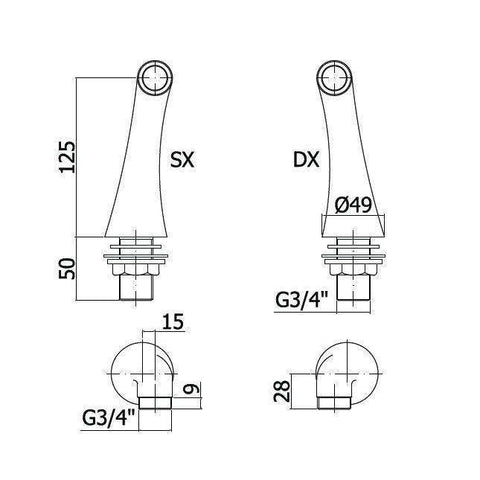 ZECC026/2 COPPIA ECCENTRICI BORDO VASCA GOLDEN FLASH PAFFONI-Archigo.it