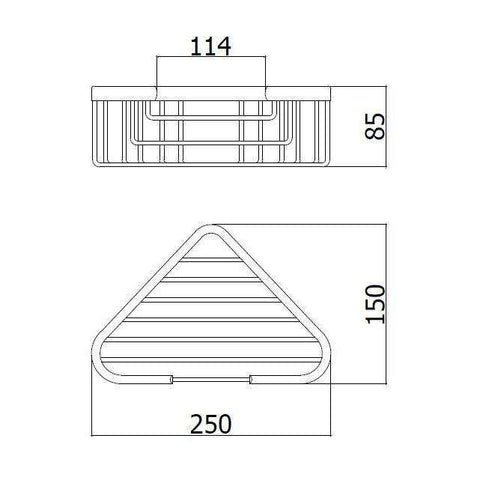 ZPOR003 GRIGLIA CESTINO TRIANGOLARE 250x150x85 CROMATO PAFFONI-Archigo.it